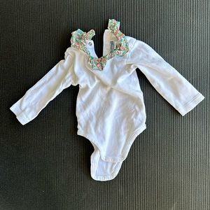 Jacadi Long Sleeve Shirt with snaps - floral collar - 12m